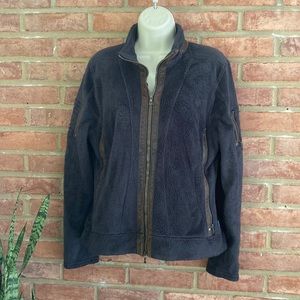 Kuhl Blue with brown leather detail Sweater size large